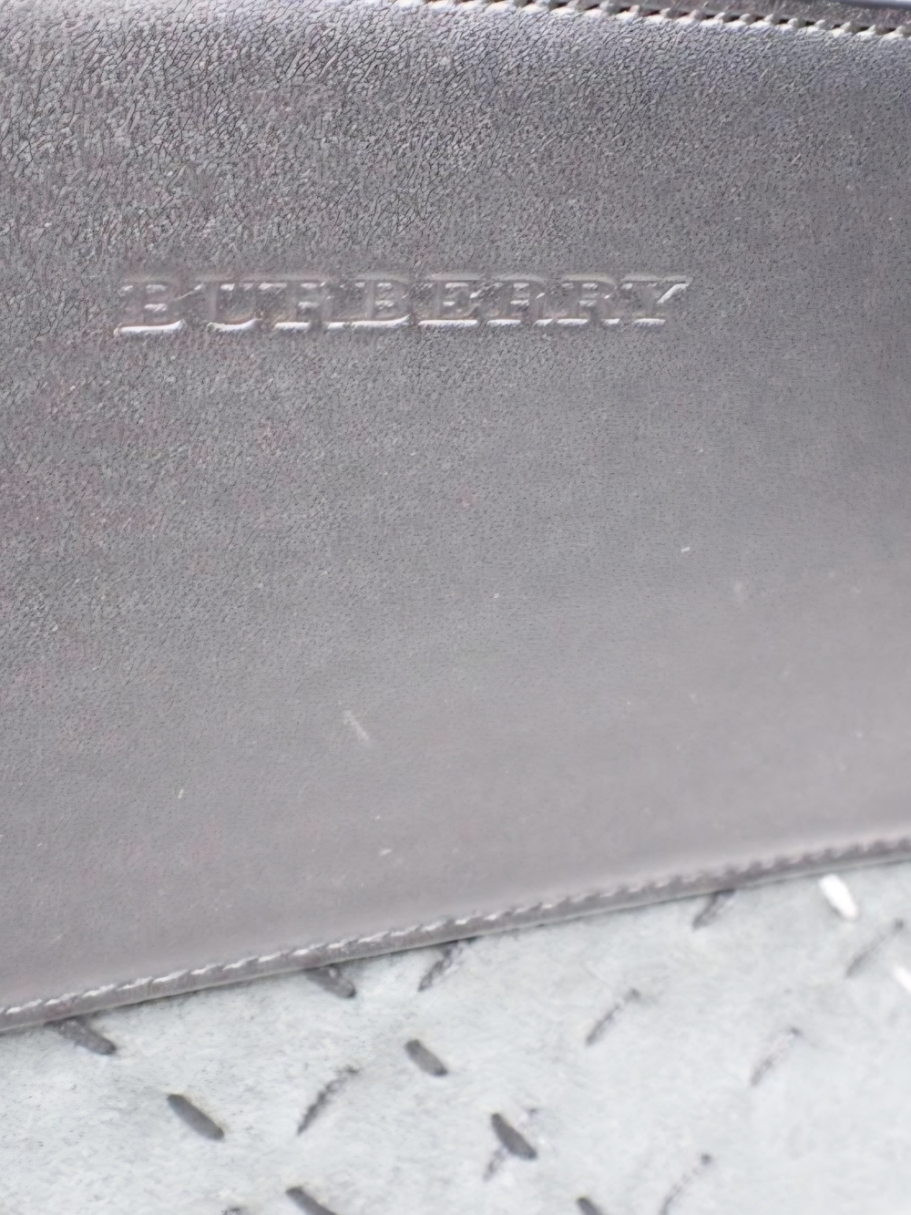 Burberry Black Shoulder Bag Black Leather Gray Stitched Suede Trim - Picture 10 of 12